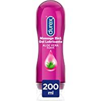 Durex Play Massage 2 en 1 Gel de Masaje &amp- Lubricante Intimo con Aloe Vera- Transparente- 200 Mililitros